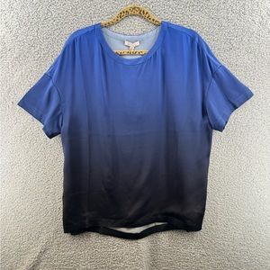 Badgley Mishcka Luxurious Loungewear 100% Silk Blue Ombré Size Medium NWT